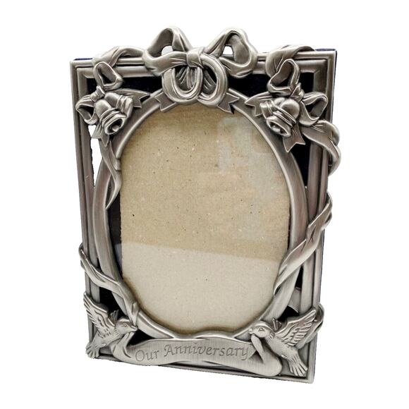 Photo Album Pewter Finish Anniversary Frame Holds 80 4x6 Photos Wedding Gift - Picture 1 of 10